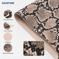 Cuero Sintético de PVC con Estampado de Piel de Serpiente Pitón, Lámina de Vinilo Sintético de 1.0 mm, Tela con Patrón de Reptil para Bolsos, Zapatos, Cinturones y Carteras