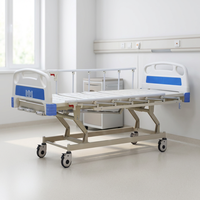 Lit médical manuel à 3 fonctions, lit d'hôpital à 3 manivelles, lit de patient réglable pour hôpital et clinique
