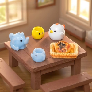 ชุดน้ำชาตุ๊กตาสัตว์น่ารักสไตล์การ์ตูน Weij, ของตกแต่ง DIY, ของประดับเรซิ่นขนาดเล็กสำหรับจัดสวนขนาดจิ๋ว - Product Image 1