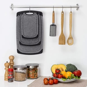 Multifunctional Non Slip Chopping Board Set Wheat Straw <b>Plastic</b> Cutting Boards With Juice Grooves for Meat Veggies - Product Image 6