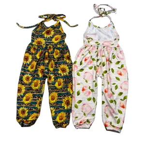 Boutique clothes girasole stampato baby halter pagliaccetto senza maniche tuta per bambini vestiti estivi per bambini