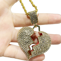 Colliers avec pendentif cœur, chaîne en corde, collier en gros, bijoux hip hop cœur