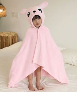 Peignoir de bain à capuche en coton biologique sans odeur, formes personnalisées brodées, pour enfants, vente en gros - Product Image 3