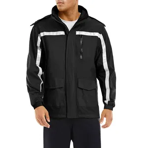 Cargo Tactical Rain Jacket Waterproof Fishing Jacket Quick Dry Reflective Strip Hoodies Raincoats For Men