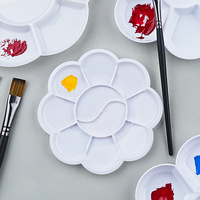 Palette de peinture en plastique blanc de 13 cm à marque privée, plateau de peinture florale, palettes de peinture corporelle pour enfants, peinture sur le corps et le visage