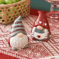Ensemble salière et poivrière en céramique anti-bactérienne et anti-humidité, motif gnome de Noël et elfe nordique, pour la décoration de cuisine des fêtes