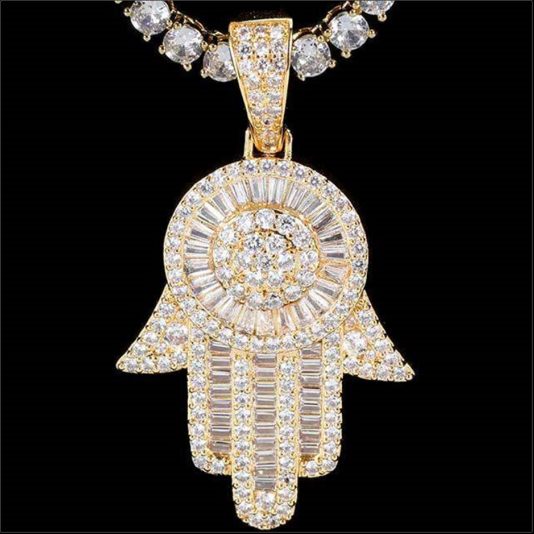 large hamsa white stone pendant