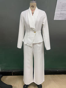 Conjunto de Dos Piezas para <span class=keywords><strong>Mujer</strong></span> J1308, Elegante Traje de Moda con <span class=keywords><strong>Blazer</strong></span> de Manga Larga y Pantalones de Pierna Recta - Product Image 4