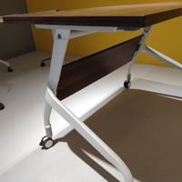 Table de formation mobile pliable moderne, cadre en alliage d'aluminium, pieds en acier, gris foncé, réglable, modulaire, bureau, école, hôpital