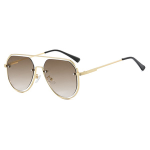 Custom Logo 2026 Retro Ladies Full Rim <b>Shades</b> Punk <b>Sun</b> Glasses UV400 Metal Pilot Sunglasses for Women Men - Product Image 4
