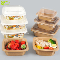 Bol alimentaire carré octogonal multi-tailles avec couvercle transparent, boîte repas jetable pour la restauration à emporter et la préparation des repas