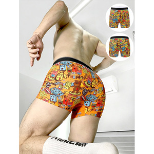 <b>Men</b> Breathable Boxer Briefs Graffiti Print Milk <b>Silk</b> 90-95 Polyester Crotch Lining European American Sizes <b>Shorts</b> Underwear - Product Image 3