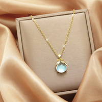 Collier tendance 2026 en acier inoxydable plaqué argent avec chaîne à maillons, pendentif opale motif animal, joli bijou cadeau pour anniversaire