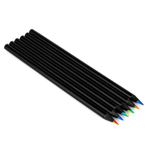 Crayons noirs arc-en-ciel 7 en 1 en vrac, bas de crayons de couleur pour enfants, crayons multicolores en bois noir - Product Image 6