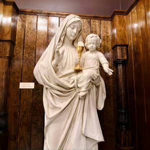 Outdoor Stone Carving Garden Virgin Mary and Baby Jesus <b>White</b> Marble Marble Mary - Product Image 1