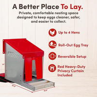 JH-Mech Plateau à œufs à compartiment unique avec design de toit incliné, entrée à volet rideau et languettes de fixation arrière pour élevage de poulets
