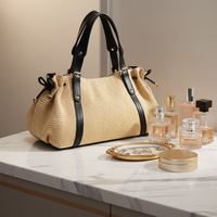 Sac fourre-tout de plage et de voyage en paille de créateur grande capacité pour femme, sac à bandoulière à poignée supérieure, sac de shopping tressé avec fermeture éclair et broderie