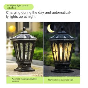 Luz de Pilar Solar LED de aleación de aluminio para exteriores IP65 moderna con cuerpo de vidrio Base AR111 para decoración de puerta de valla de jardín, hogar, Villa - Product Image 6