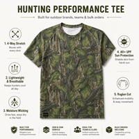 Chemises de chasse tactiques personnalisées pour hommes, t-shirts camouflage en coton légers pour activités de plein air, vêtements d'aventure en gros