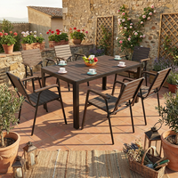 Ensemble de salle à manger Meiqi moderne pour patio d'hôtel, table et chaises de jardin en aluminium résistantes à l'eau et aux UV, plateau extensible pour balcon et salon