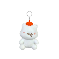 Porte-clés en peluche personnalisé, ours blanc avec langue sortie, jouet en peluche Kawaii, mini animaux en peluche, jouet en peluche OEM