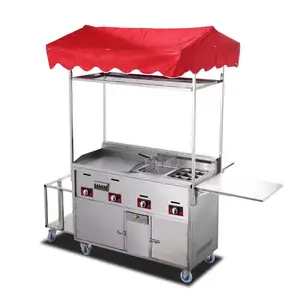 Multi Functional Food Truck With Fryer Grill Noodle Cooker Combination Of Hand-pushed Food Car