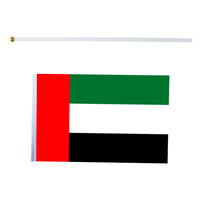 Livraison rapide, drapeaux à main personnalisés de 14*21 cm en polyester pour la Journée nationale des Émirats arabes unis avec bâton en plastique