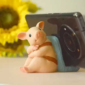 Z16888A resin craft art ornaments cute piglets animal figurine Mobile stand phone holderd desktop decor gift