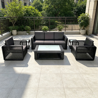 PE-Rattan Gartenmöbel PE-Rattan Geflecht Sektional Outdoor-Konversations-Set Wasserdichtes Sofa-Set