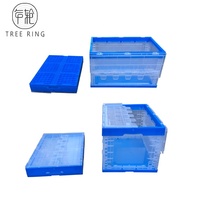 600*400 Cuve en plastique pliable transparente pliable de stockage empilable en PP vierge réutilisable avec couvercles attachés pour fruits