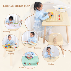 Kindermeubelset Leerbureau Peuter Voorschoolse Houtstudie Tekentafel En Stoel Interactieve Tafel Voor Kinderen - Product Image 4