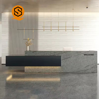 Comptoir de réception en bois de teck pour le bureau Shinestone Luxury Design Hotel Beauty Salon Company Réception Réception