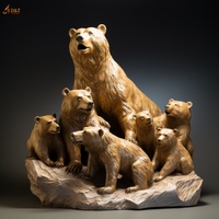 Vendre une grande statue d'animal en laiton moulé à la main en métal moderne personnalisé Sculpture de famille d'ours en bronze grandeur nature pour décor de paysage de parc
