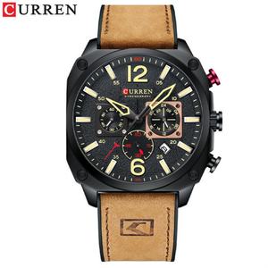 Reloj CURREN 8398 para Hombre, Casual, Verde, Cuadrado, con Cronógrafo de Tres Agujas, Calendario, Correa de Cuero Pequeña, Caja de Aleación - Product Image 4