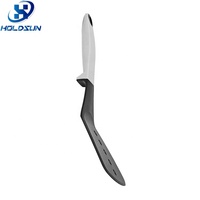 Spatule à fentes en nylon plastique rigide de haute qualité, résistante à la chaleur, légère, pour la maison, avec manche en caoutchouc confortable