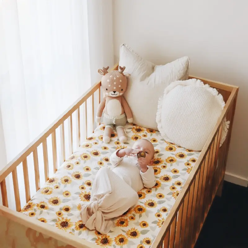 Супермягкий комплект детского постельного белья, Длинная Круглая детская кроватка, простыня, дизайн органического муслина, простыня для детской кроватки