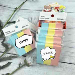Assorted Pastel Color Self-Adhesive <b>Memo</b> <b>Pads</b> 450 Sheets Per Pack Cute Packaging Office School Daily Note-taking Document - Product Image 4