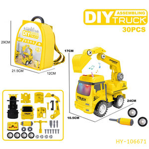 Kit de véhicules d'ingénierie DIY, 4 modèles, camion à assembler par vis et écrous, avec inertie, lumières et sons, jouet à dosser, cadeau pour enfants - Product Image 2