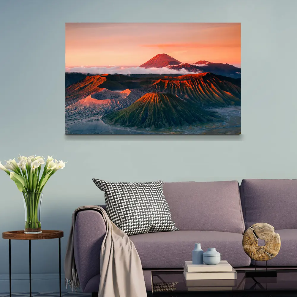 Wall Art Print Full Color Customized Size Volcanic Mountain Landscape Pictures Wall Art Canvas Print