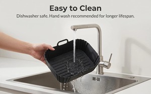 Forros de silicona para freidora de aire, paquete de 2, cestas reutilizables para freidora de aire, compatibles con Ninja Foodi DZ201, DZ401, DZ550, <span class=keywords><strong>COSORI</strong></span>, Chefman - Product Image 3