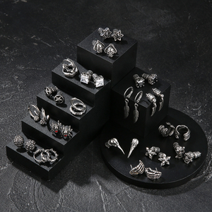 Boucles d'oreilles en acier inoxydable pour hommes, KRKC, Vintage, fantôme, gothique, crâne, Goth, Punk, ensemble de bijoux, pour femmes, anneau - Product Image 1