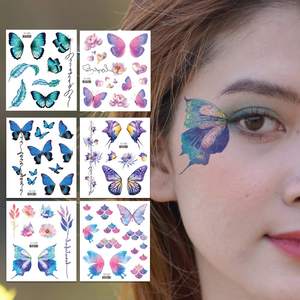 Adesivi per tatuaggi temporanei con farfalla glitterata per donne ragazze decorazione per il trucco del viso degli occhi Flash fata arte del corpo farfalle lucenti - Product Image 2