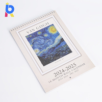 Calendrier mural de bureau en papier personnalisé imprimé annuel et mensuel avec reliure spirale en gros