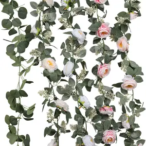 153cm maison jardin décoration artificielle fleur sauvage longues feuilles de rotin verdure guirlande d'eucalyptus
