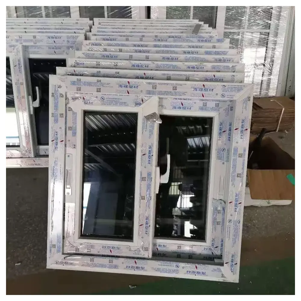 หน้าต่างบานเลื่อน PVC การออกแบบมอร์เดนกระจกนิรภัยหน้าต่างกระจกสองชั้น