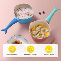 Casserole en céramique antiadhésive en métal de 16 cm pour lait de baleine, idéale pour les aliments pour bébés, pour 1-2 personnes, compatible avec les cuisinières à induction et au gaz, écologique