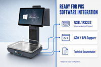 Timbangan Kasir POS Longfly Layar Sentuh 15.6 Inci dengan Printer Thermal, WiFi 6, Bluetooth 5.2, Windows AI, dan SDK OIML