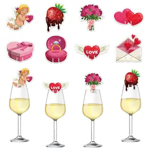 Товары на День святого Валентина, украшения для бокалов, свадьбы, годовщины, помолвки, дня рождения, вечеринки