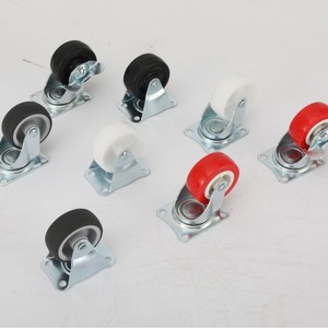 Roulettes pivotantes silencieuses de 1,5 pouce x 2 pouces avec freins, en matériau PP léger pour meubles - Product Image 1