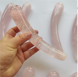 Yoni-consolador de cristal de cuarzo rosa natural curvo, masajeador de pene, placer, varita para sexo - Product Image 2